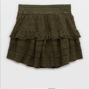 Aerie Textured Lace Ruffle Mini Skirt